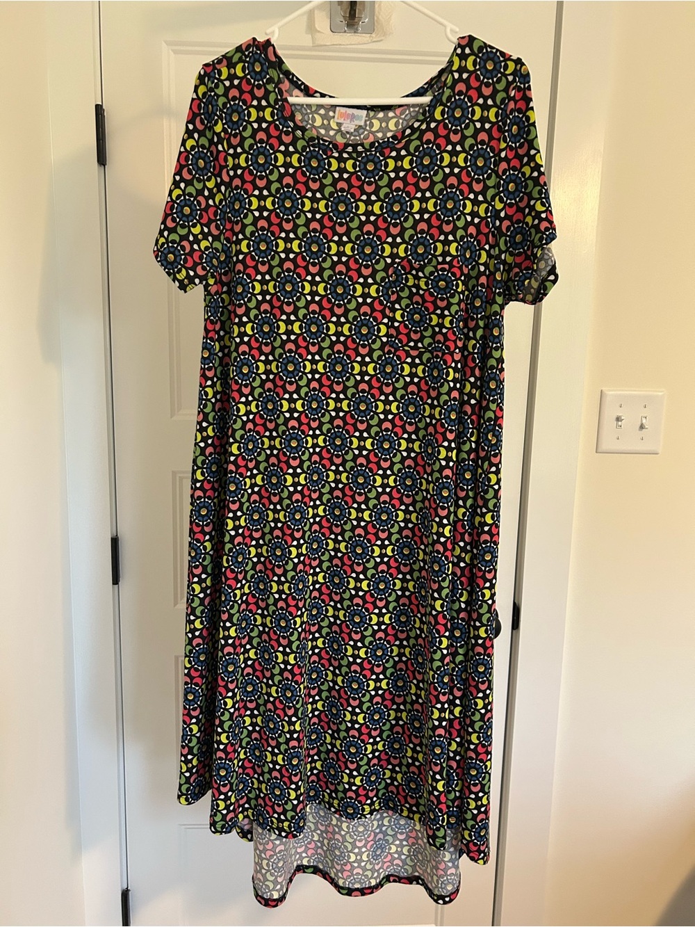 LuLaRoe Black Floral Geometric Print Dress